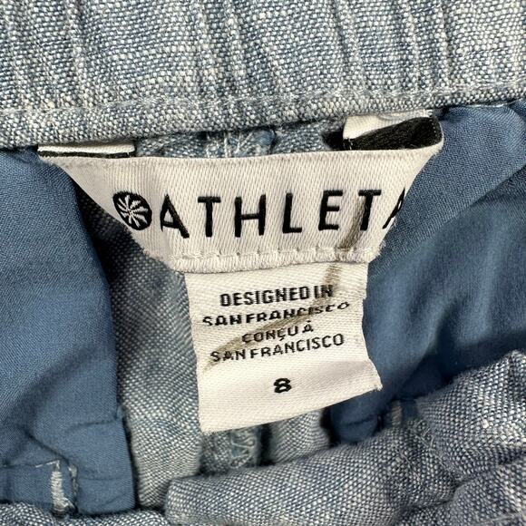 Athleta Pants Womens 8 Blue Retreat Linen Jogger Resort Travel Sporty Breathable - Picture 4 of 11
